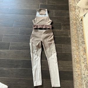 Outdoor Voices Two-Tone Active Set in Brown and Cream